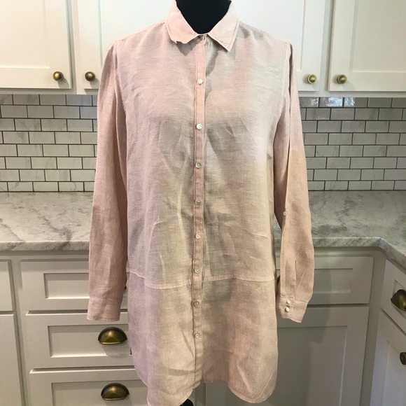 Tahari Tops - Tahari 100% Linen Button Down Lagenlook Womens Shirt Size Medium Coastal Grandma